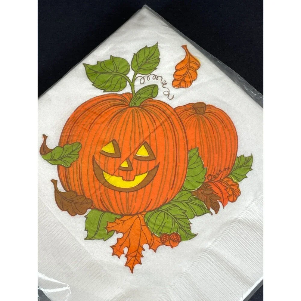 15 Pack of Vintage Hallmark Halloween Pumpkin Jack O Lantern Luncheon Napkins